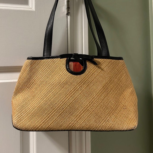 Leather Handbag with Textured Detailing - Picture 1 of 2